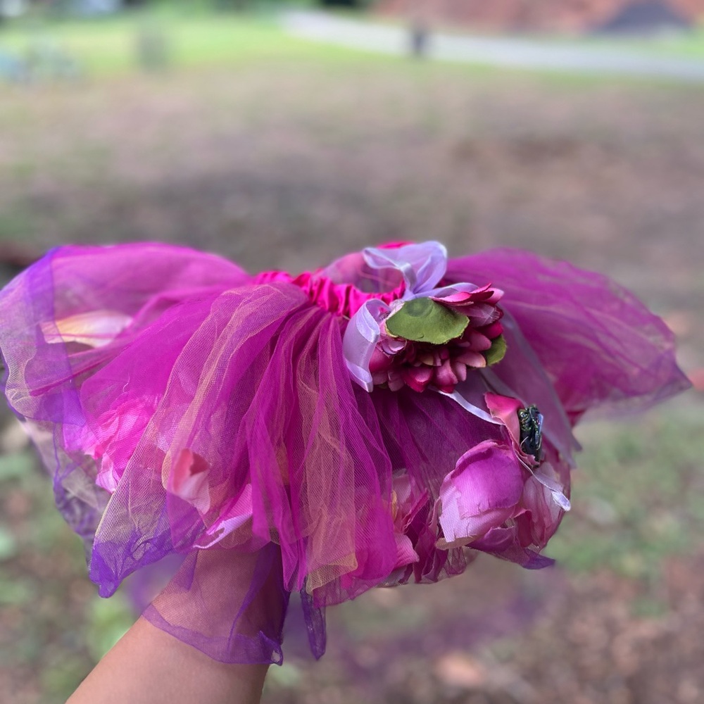 Vibrant Pink and Purple Tulle Flower Skirt